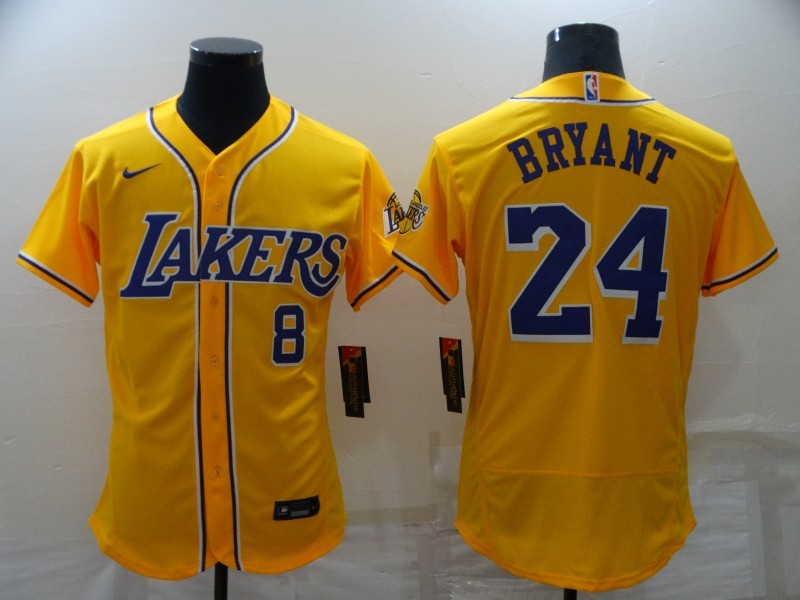 Nike 2023 Men Los Angeles Lakers 24 Bryant yellow NBA Jersey style 1